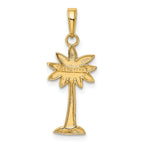 14K Gold Palmetto Palm Tree Pendant for Men with Polished Textured Design