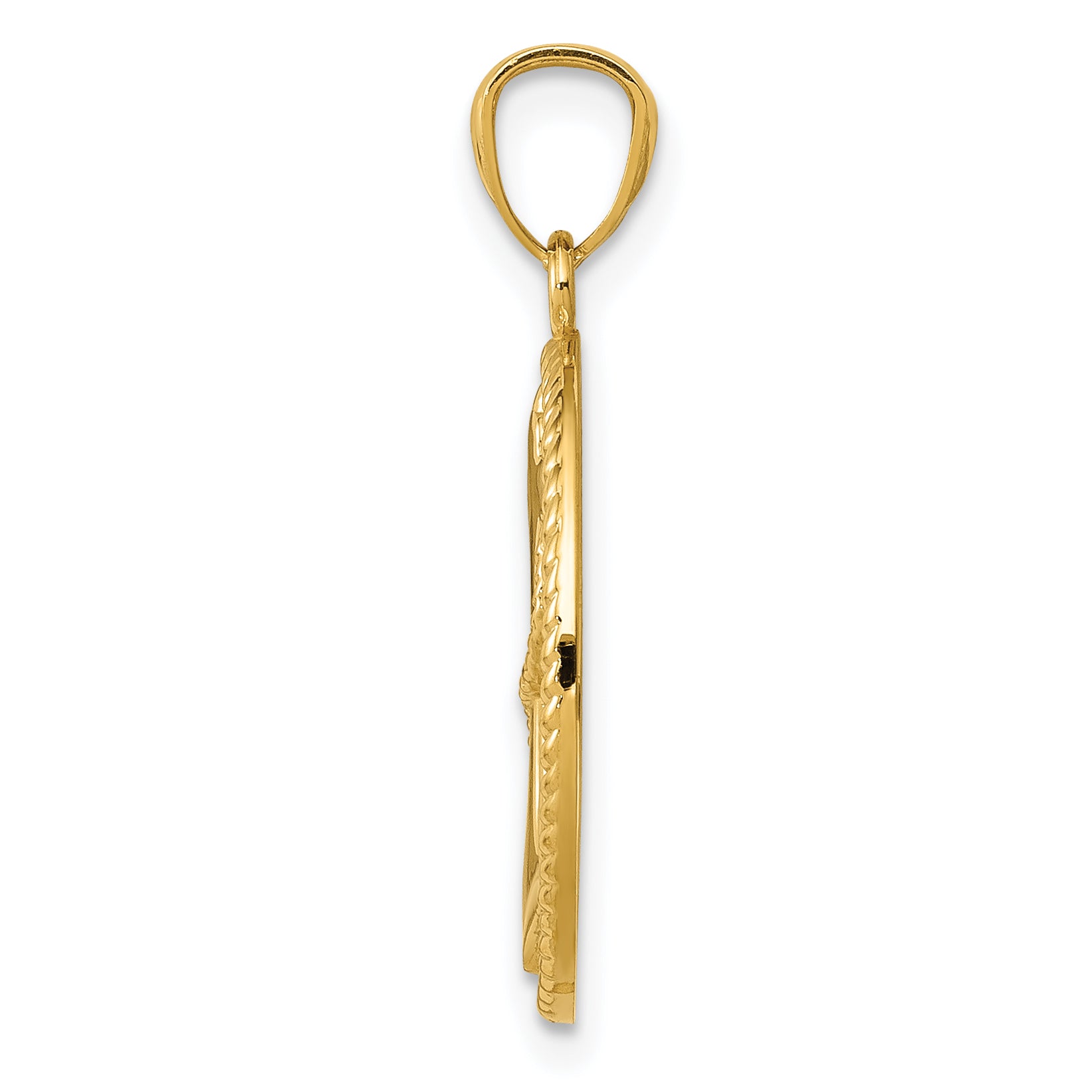 14K Gold Men's Anchor with Rope Pendant  Polished Solid Finish