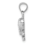 14K White Gold Skull and Crossbones Pendant with Rhodium Plating Solid Cast