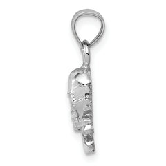 14K White Gold Skull and Crossbones Pendant with Rhodium Plating Solid Cast