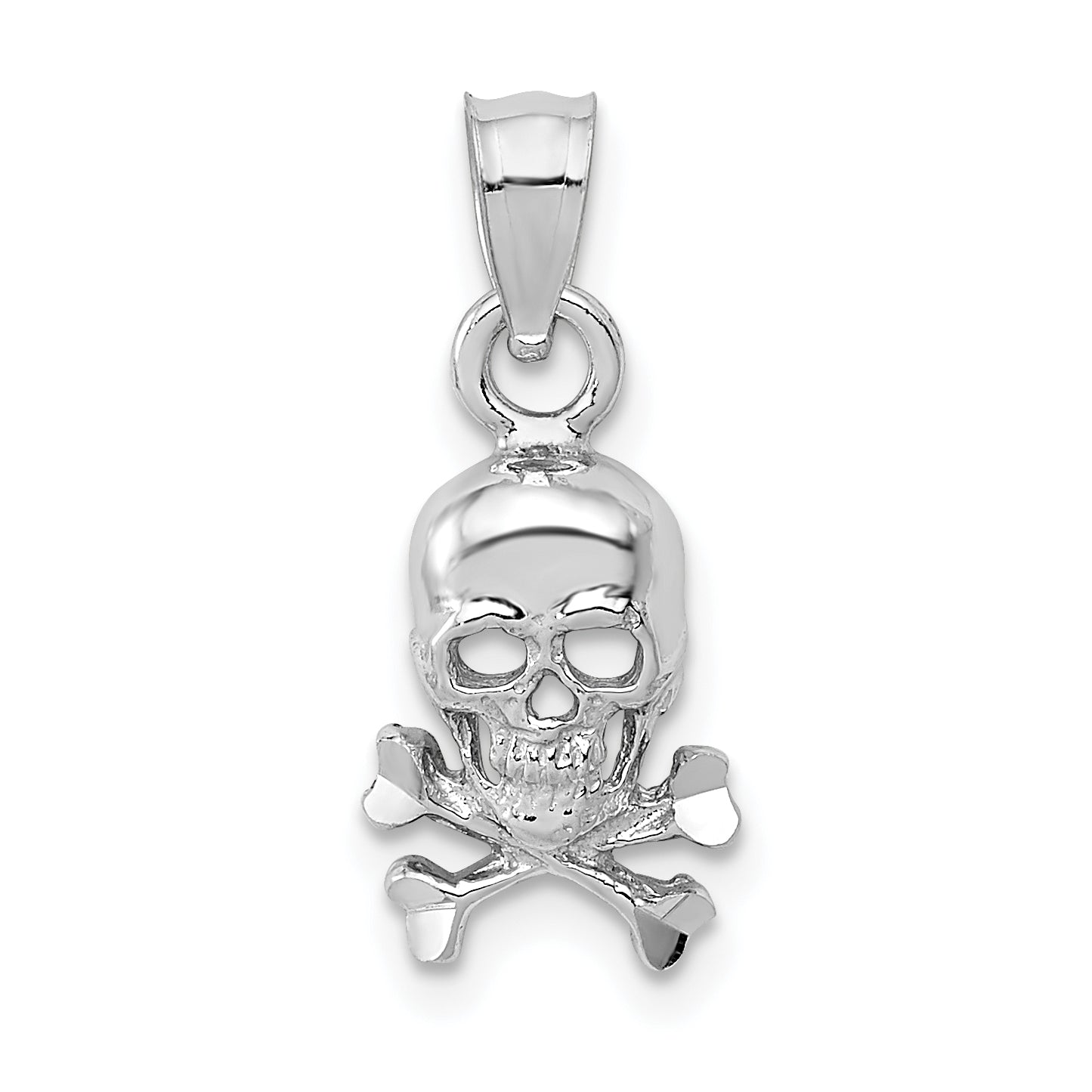14K White Gold Skull and Crossbones Pendant Main image