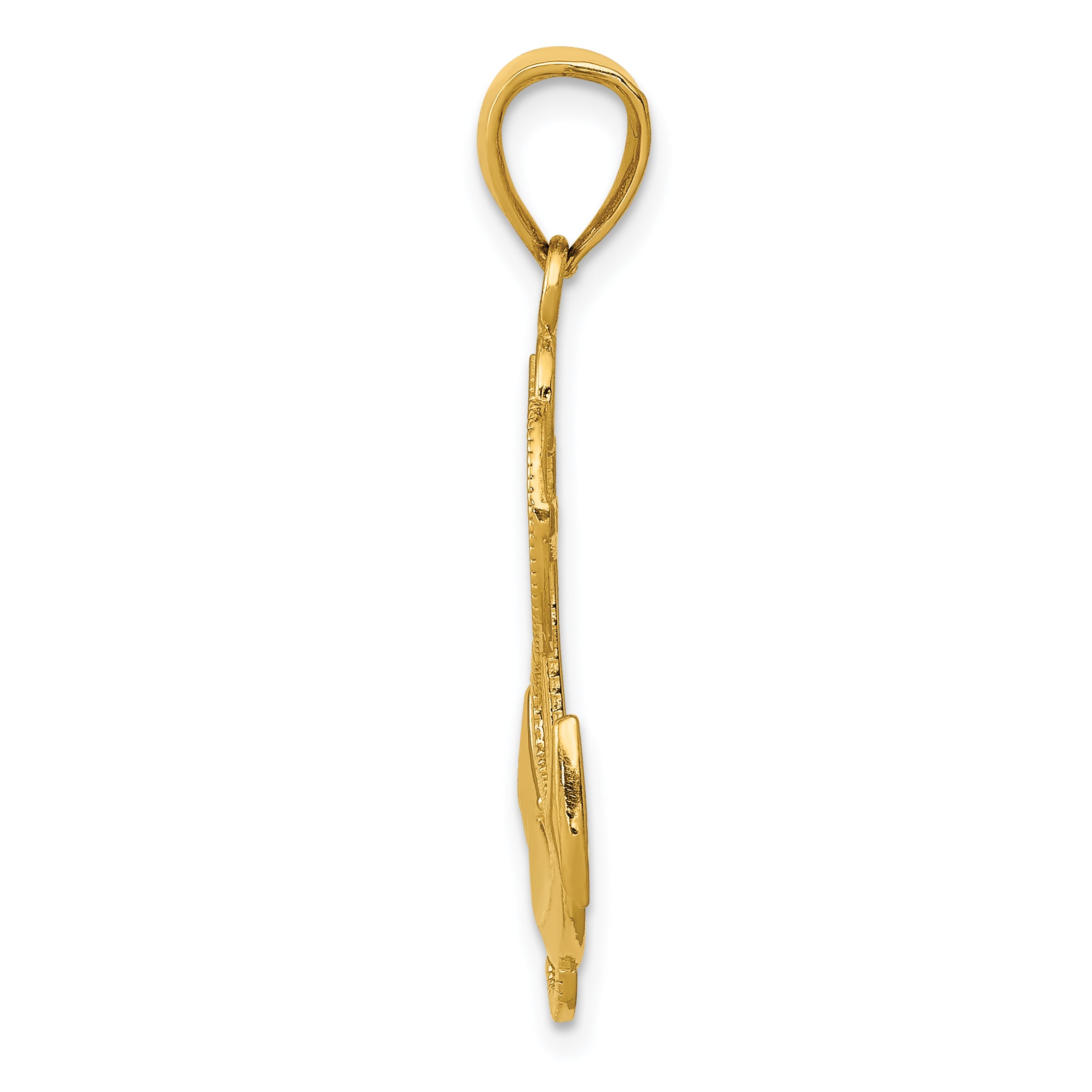 14K Gold Anchor Pendant with Polished Finish and Textured Rope Design for Men Secondary image