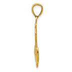 14K Gold Anchor Pendant with Polished Finish and Textured Rope Design for Men