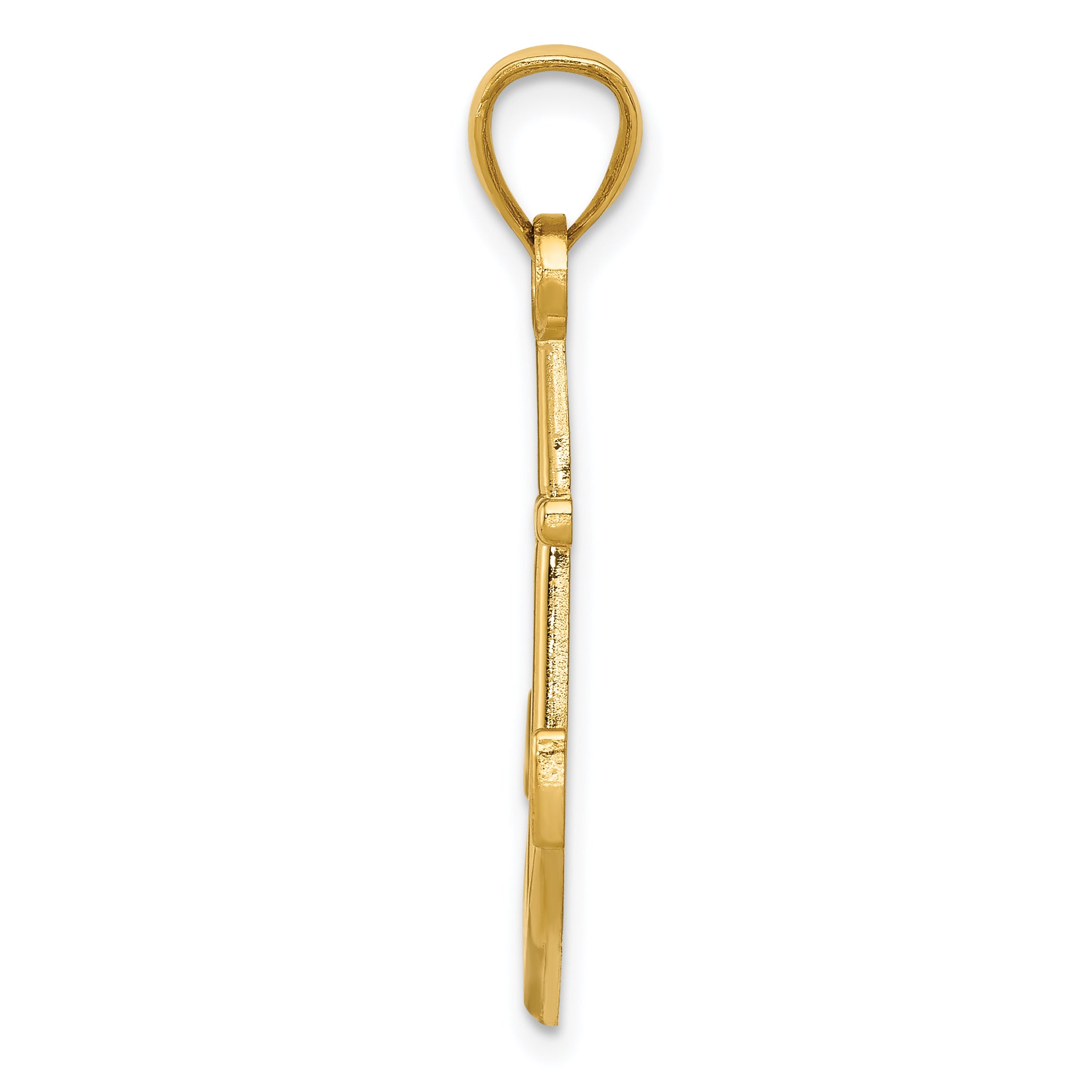 14K Gold Men's Polished Anchor Pendant with Open Back Solid Cast Design