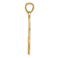 14K Gold Men's Polished Anchor Pendant with Open Back Solid Cast Design