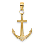 14K Gold Men's Polished Anchor Pendant with Open Back Solid Cast Design