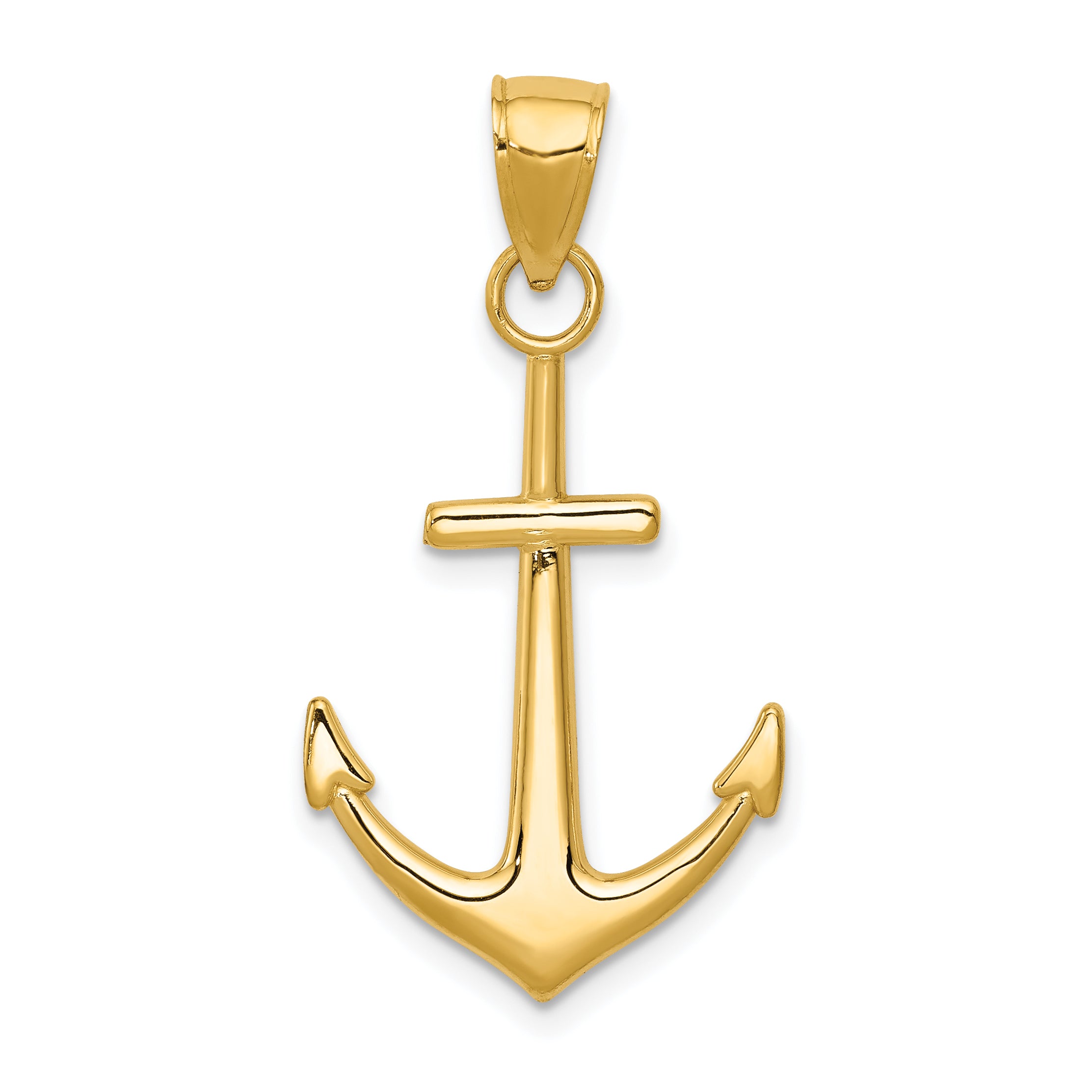 14K Gold Polished Anchor Pendant Main image