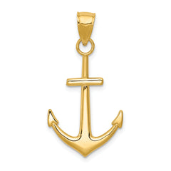 14K Gold Polished Anchor Pendant