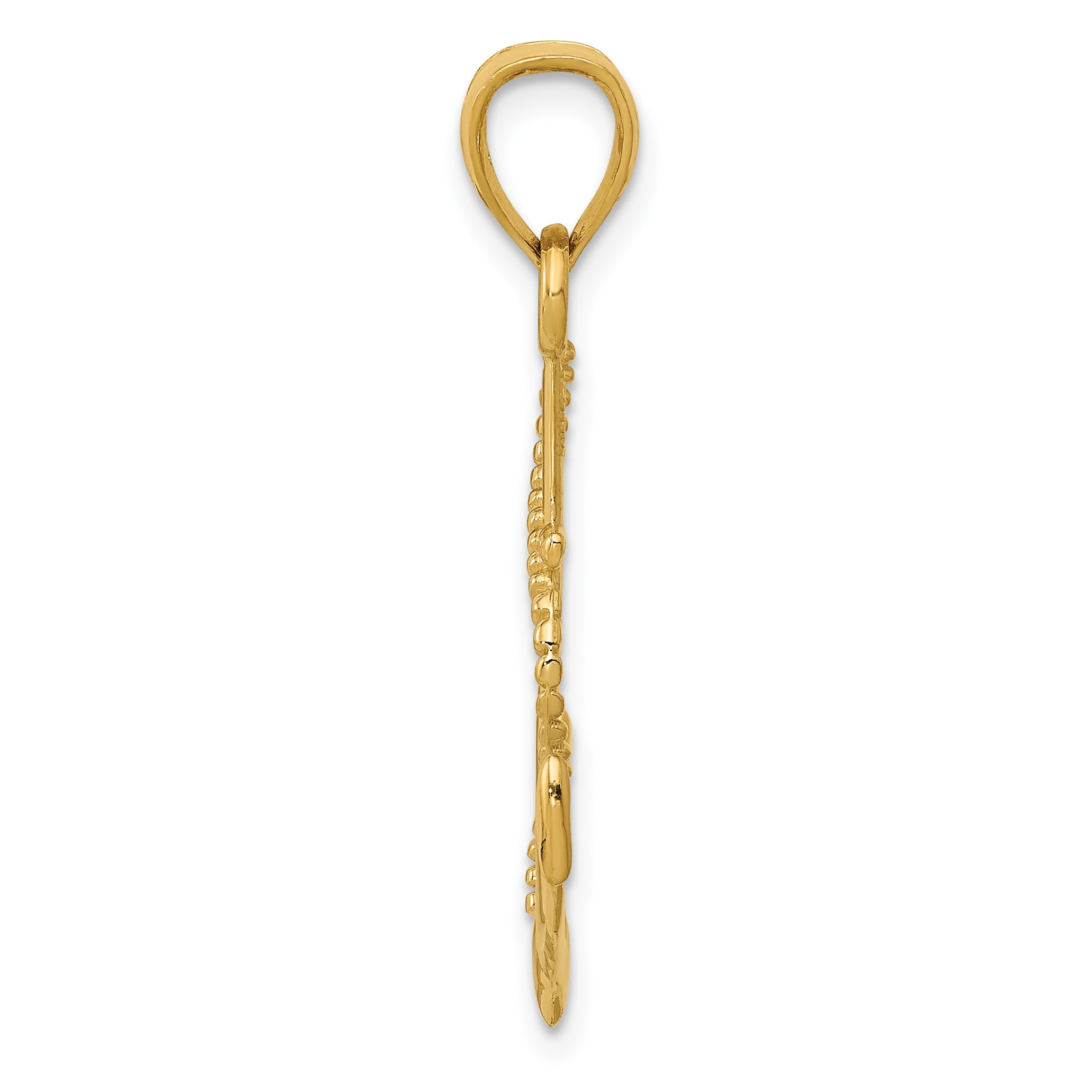 14K Gold Men's Polished Anchor with Rope Pendant Solid Elegant Design