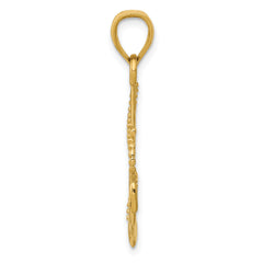 14K Gold Men's Polished Anchor with Rope Pendant Solid Elegant Design