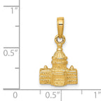 14K Gold Capital Building Pendant with 3D Design, Polished Finish