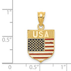 14K Gold USA Flag Enameled Pendant with Polished Finish for Men