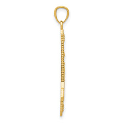 14K Gold Bow and Arrow Pendant with Polished Textured Finish for Men