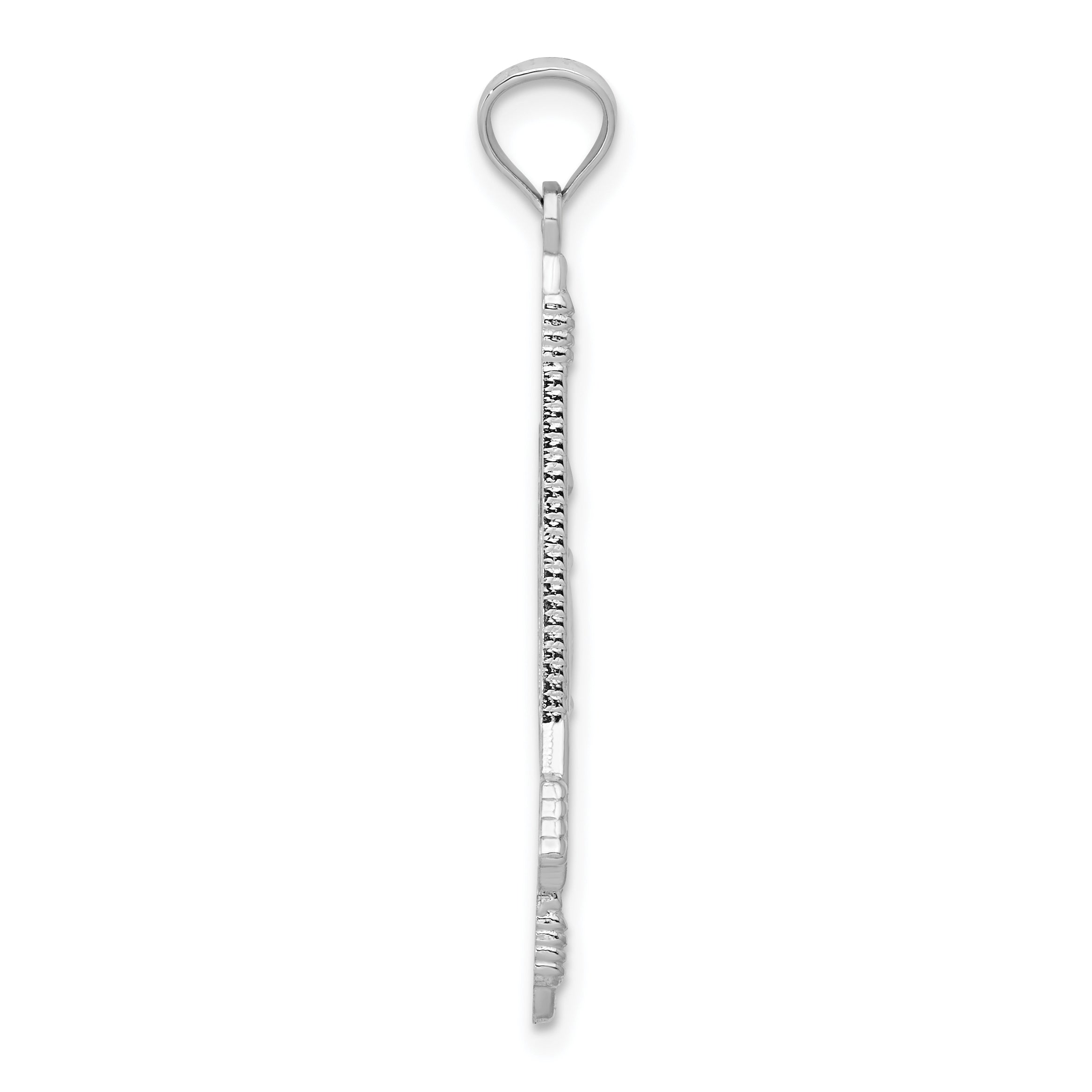 14K White Gold Bow and Arrow Pendant with Polished Textured Finish Secondary image
