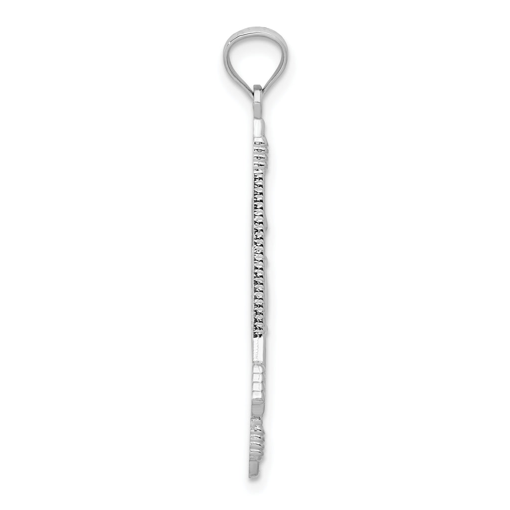 14K White Gold Bow and Arrow Pendant with Polished Textured Finish