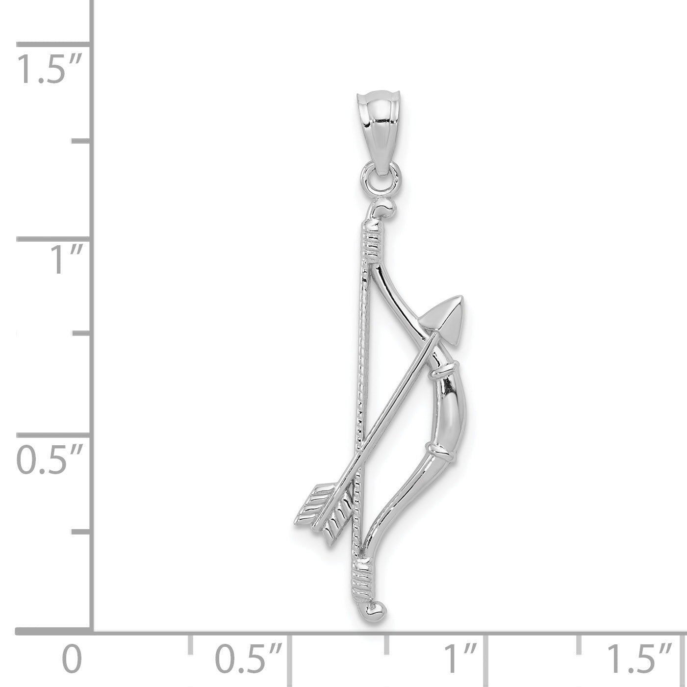 14K White Gold Bow and Arrow Pendant with Polished Textured Finish