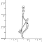 14K White Gold Bow and Arrow Pendant with Polished Textured Finish