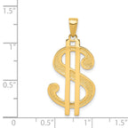 14K Gold Men's Dollar Sign Pendant with Polished and Textured Finish