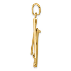 14K Gold Star of David Pendant with Concave Design, 46mm Length