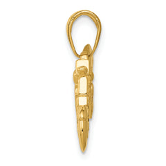 14K Gold Polished 3D Motorcycle Pendant for Men with Textured Finish