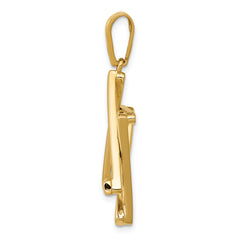 14K Gold Star of David Pendant Elegant Concave Design, 39mm Length