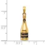 14K Gold 3D Enameled Champagne Bottle Pendant with Polished Finish