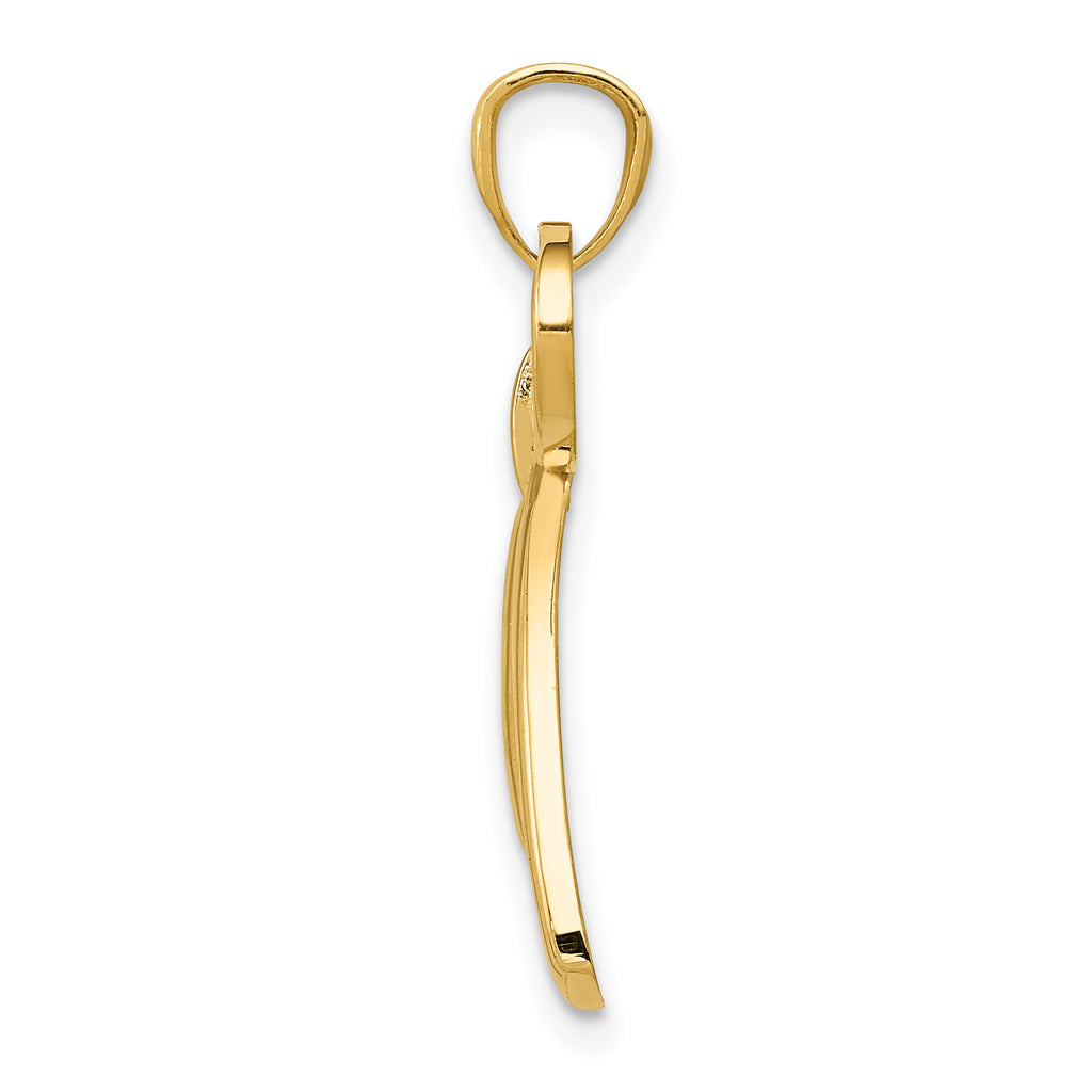 14K Gold Polished Ribbon Bow Pendant Elegant Casted Design by Sophia Jewelers