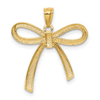 14K Gold Polished Ribbon Bow Pendant Elegant Casted Design by Sophia Jewelers