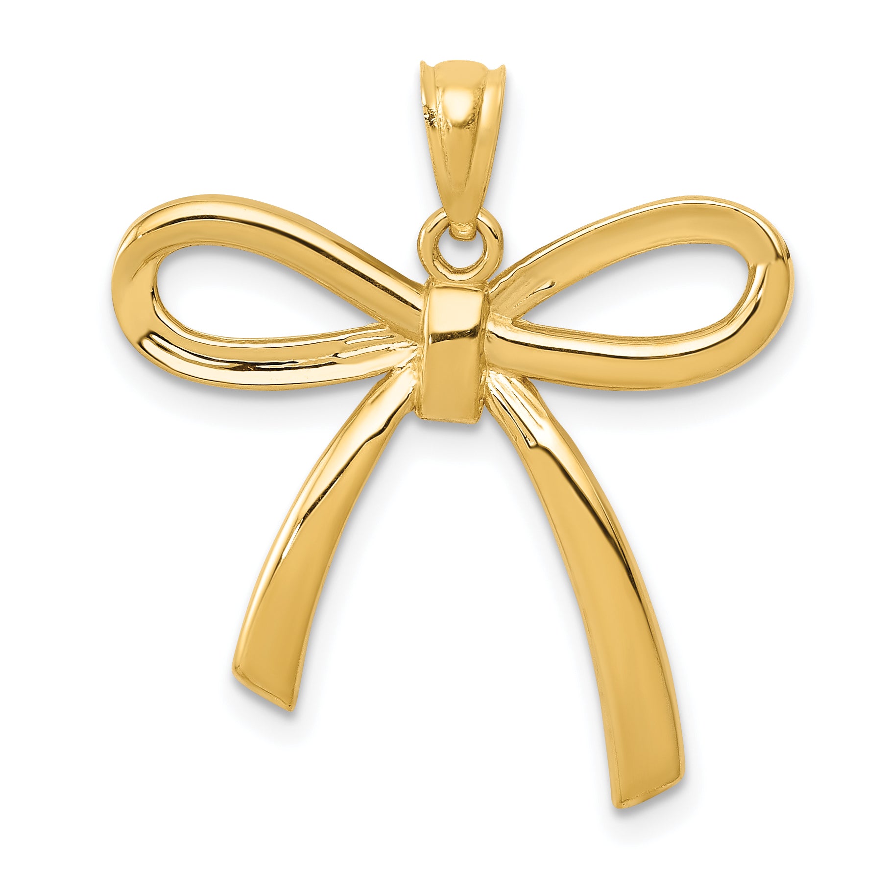 14k Gold Polished Ribbon Bow Pendant Main image