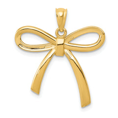 14k Gold Polished Ribbon Bow Pendant