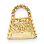 14K Gold Rhodium-Touched Purse Slide Pendant Polished, Textured Elegance