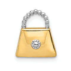 14K and Rhodium Purse Slide Pendant