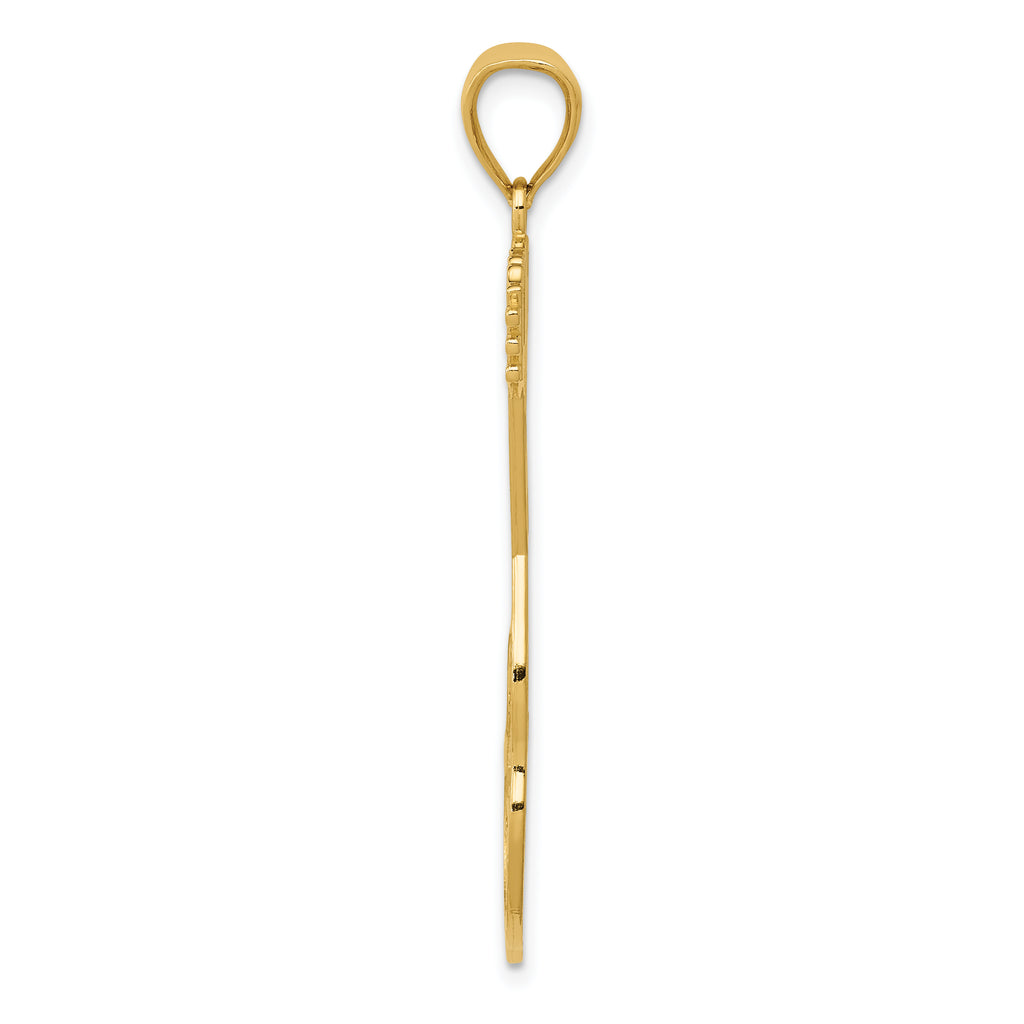 14K Gold Men's Guitar Pendant with Strap Textured, Polished Finish