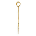 14K Gold Men's Guitar Pendant with Strap Textured, Polished Finish