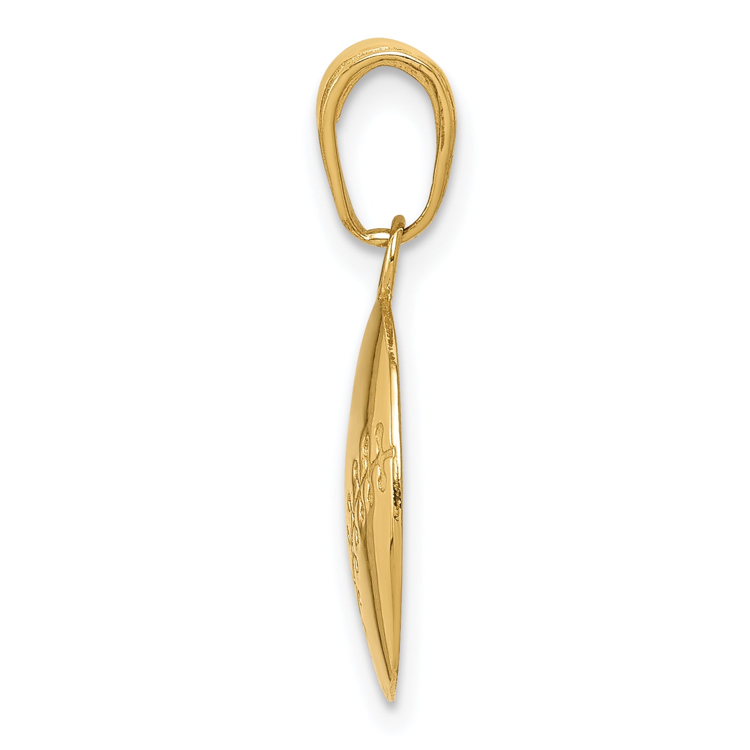 14K Gold Polished Baseball Pendant with Closed Back Textured Design Secondary image