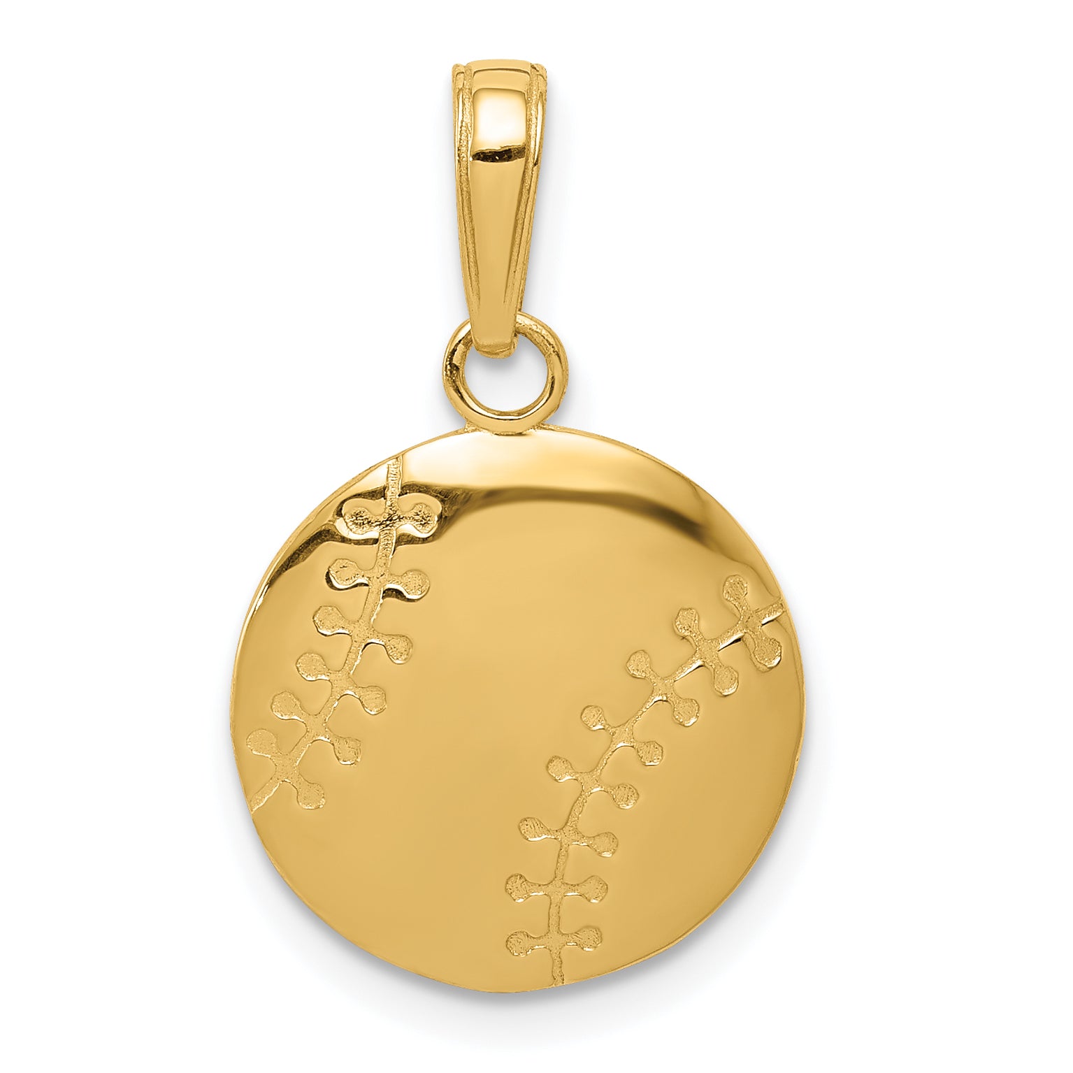 14K Gold Polished Baseball Closed Back Pendant Main image