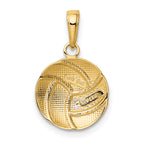 14K Gold Polished Volleyball Pendant for Men  Solid Textured Design by Sophia Jewelers