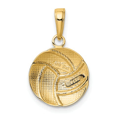 14K Gold Polished Volleyball Pendant for Men  Solid Textured Design by Sophia Jewelers