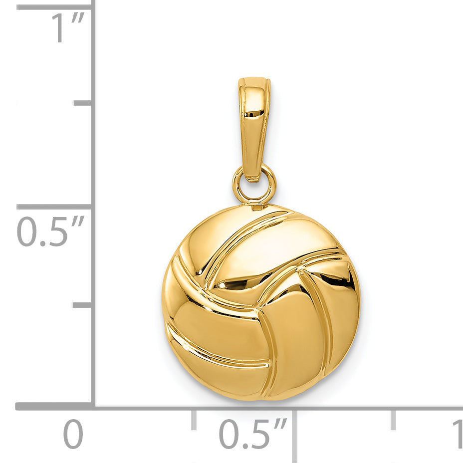 14K Gold Polished Volleyball Pendant for Men  Solid Textured Design by Sophia Jewelers