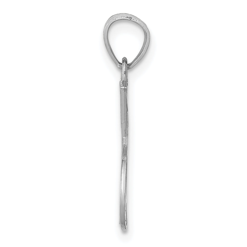 14K White Gold Tennis Racquet Pendant with Polished Rhodium Finish