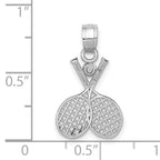 14K White Gold Tennis Racquet Pendant with Polished Rhodium Finish