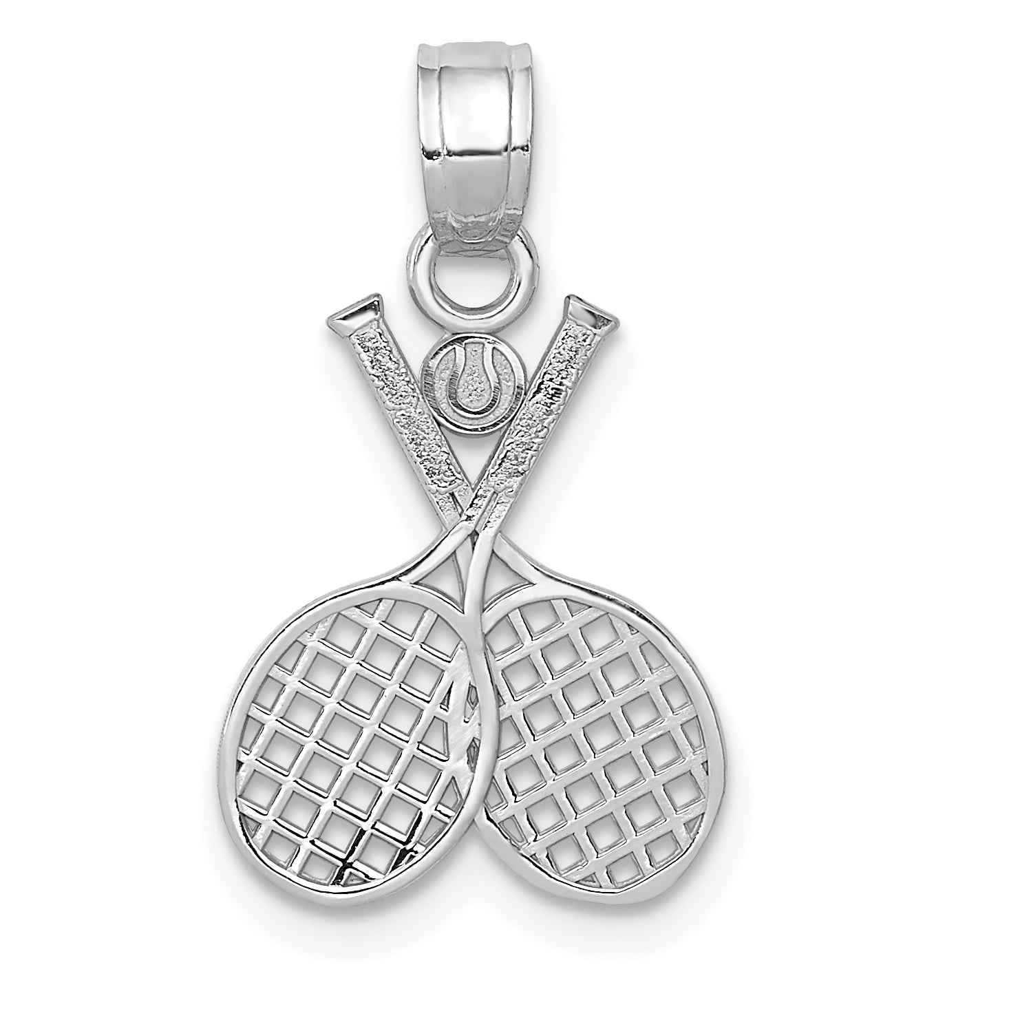 14k White Gold Double Tennis Racquet Charm Main image