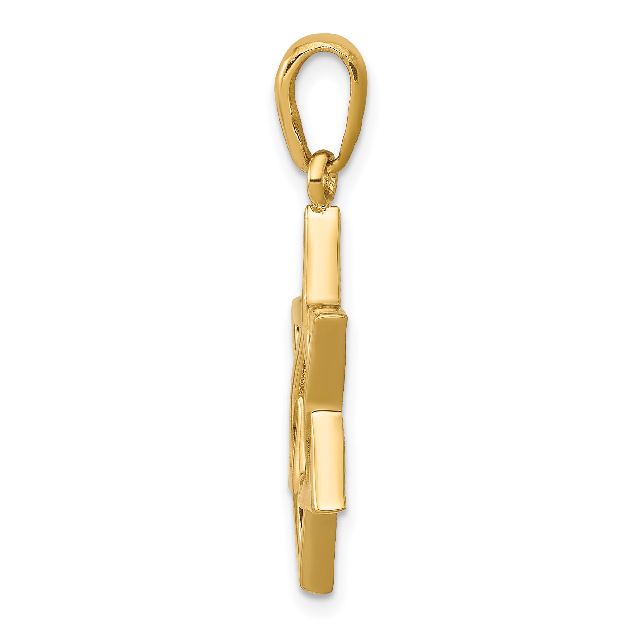 14K Gold Star of David Pendant with Closed Back Elegant Design 33mm Secondary image