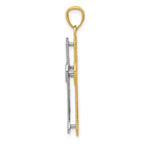 14K Two-Tone Gold Polished Cross Pendant with Textured Design  Elegant