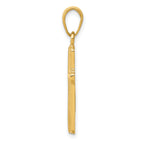 14K Gold Polished Cross Pendant with Striped Border Elegant & Solid Design