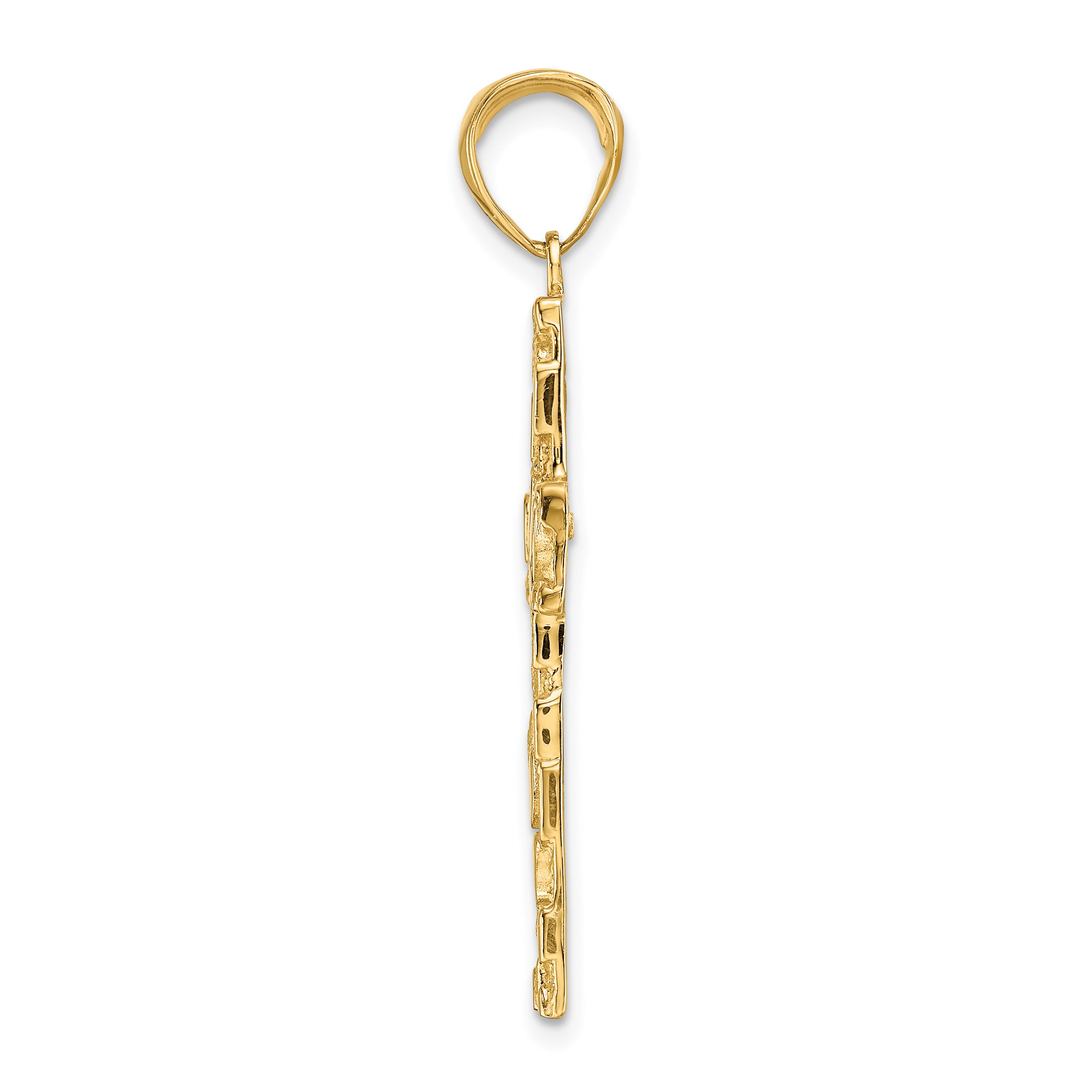 14K Gold Nugget Style Cross Pendant with Polished Textured Finish Secondary image