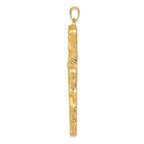 14K Gold Large Tree Textured Cross Pendant with Polished Finish