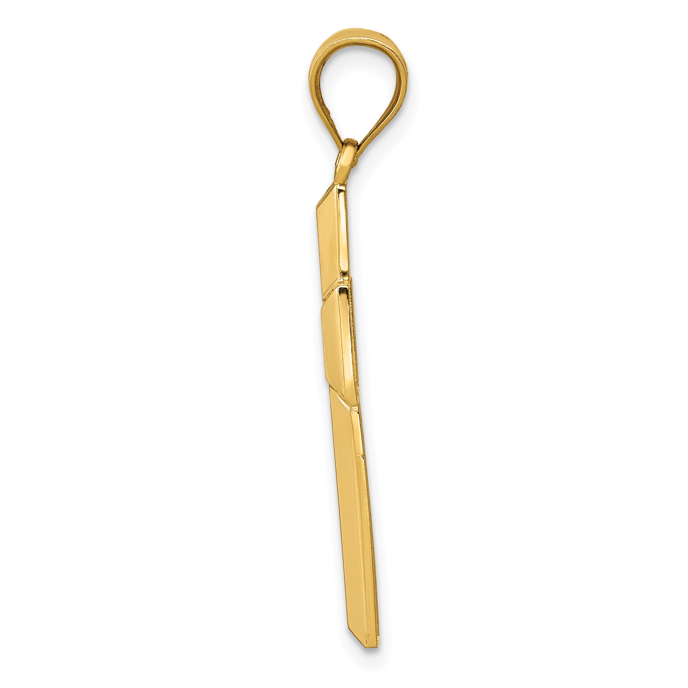 14K Gold Polished Textured Cross Pendant by Sophia Jewelers Secondary image