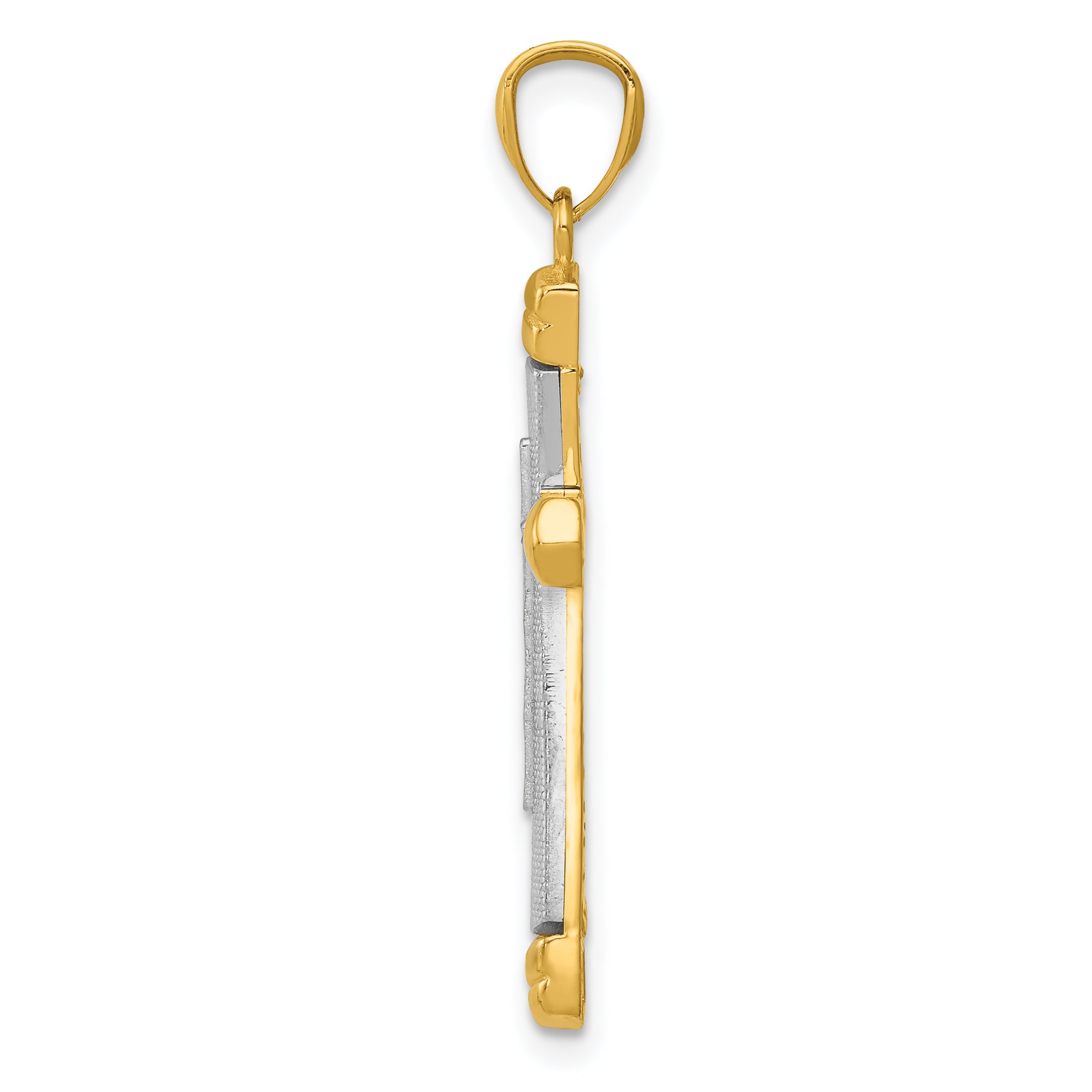14K Two-Tone Gold Polished Cross Pendant with Diamond-Cut Design Secondary image