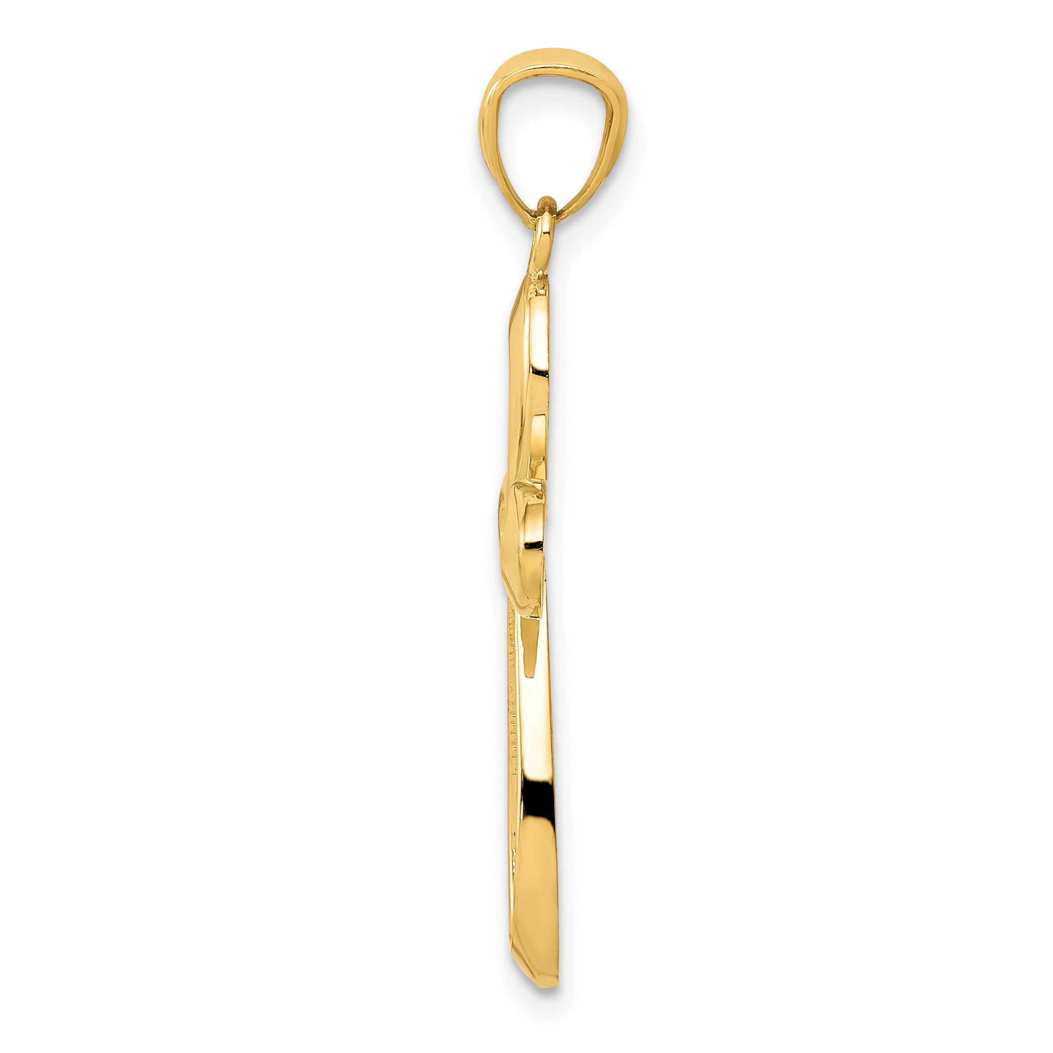 14K Gold Polished Ribbon Cross Pendant with Elegant Open-Back Design Secondary image